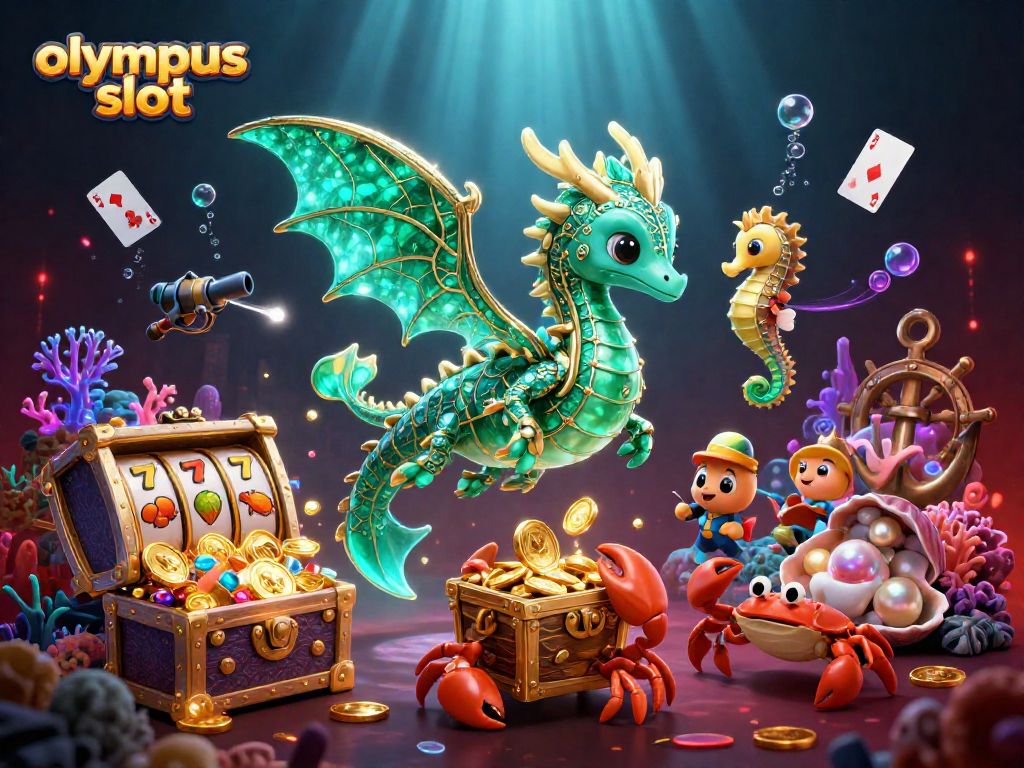 Menangkan jackpot di olympus slot dengan peti harta karun penuh koin emas dan simbol slot menarik.