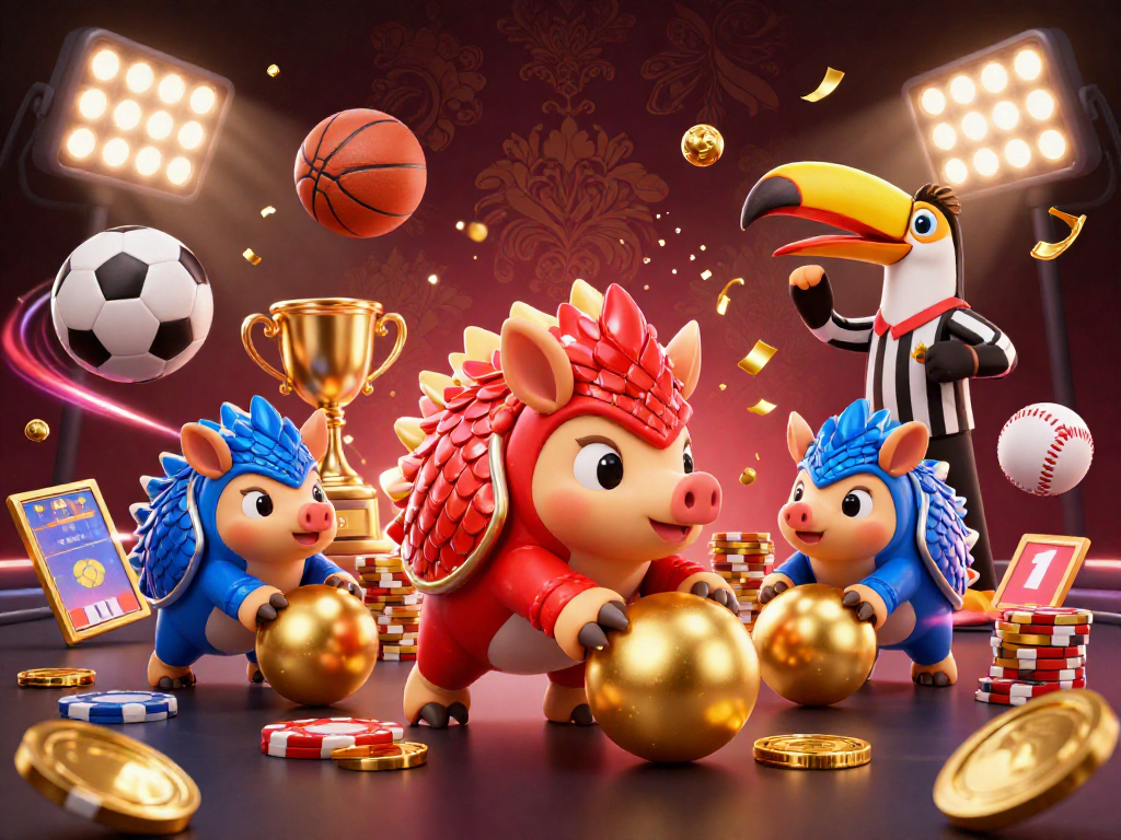Engage in the action with UG88 as pangolins roll golden balls and score in an exciting betting scene.