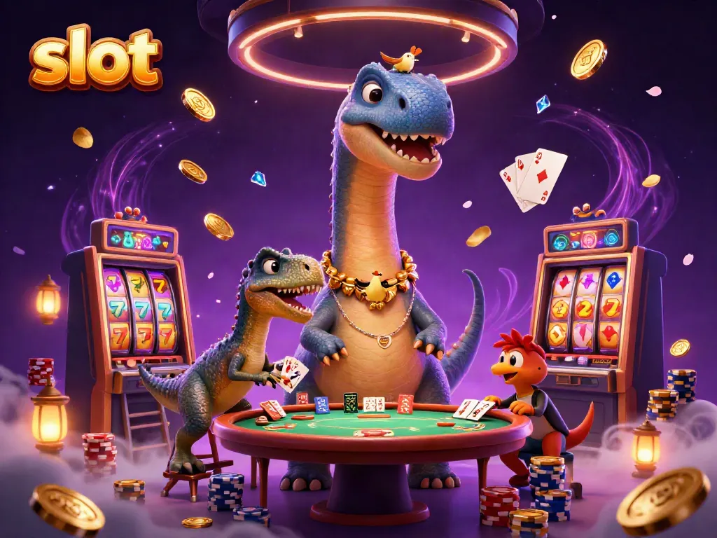 Experience thrilling slot action with vibrant characters and dynamic casino elements in a colorful 3D illustration.