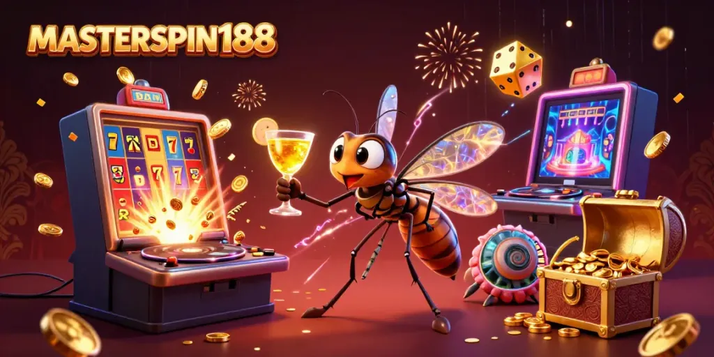 Experience vibrant fun at MASTERSPIN188 with captivating casino elements and lively characters.