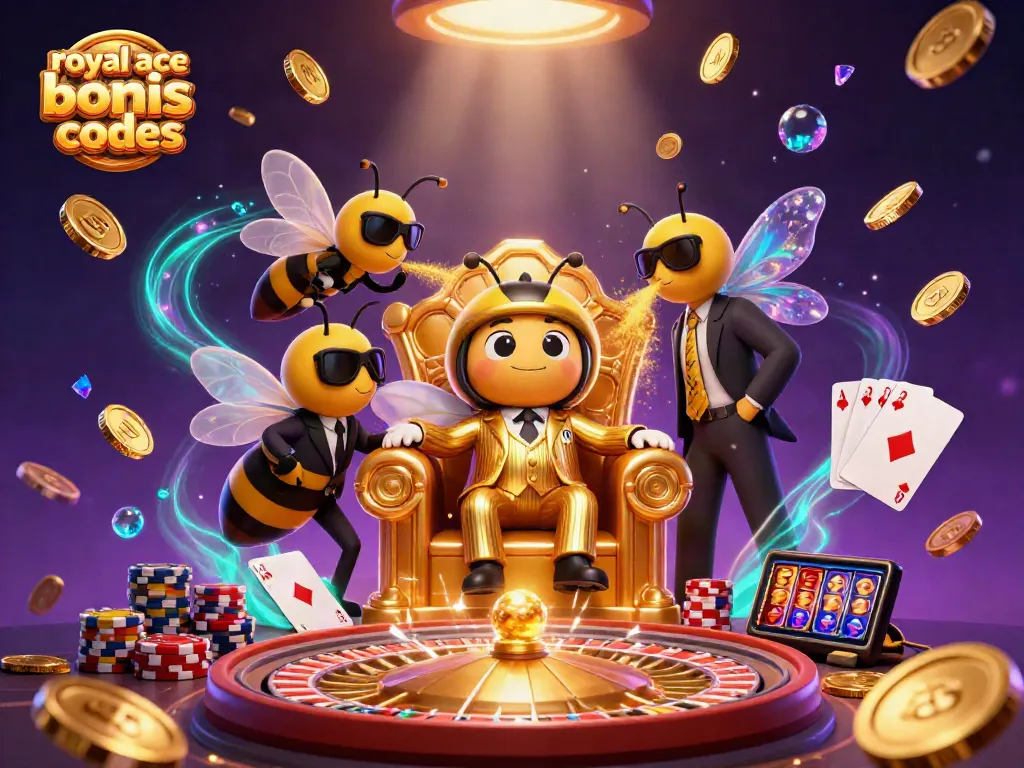 Experience royal ace bonus codes with a vibrant 3D casino scene showcasing gold coins and gaming excitement.