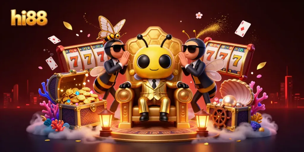 Experience high stakes with hi88's energetic slot scene showcasing the quest for jackpot treasures.