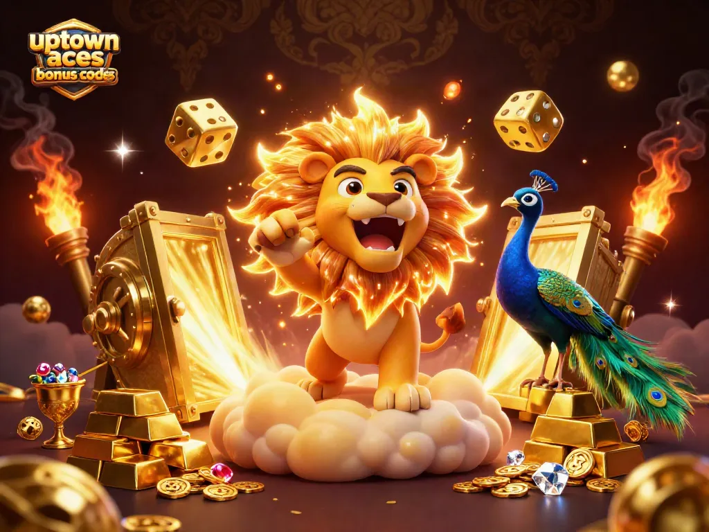 Win big with uptown aces bonus codes in this vibrant casino-themed illustration.