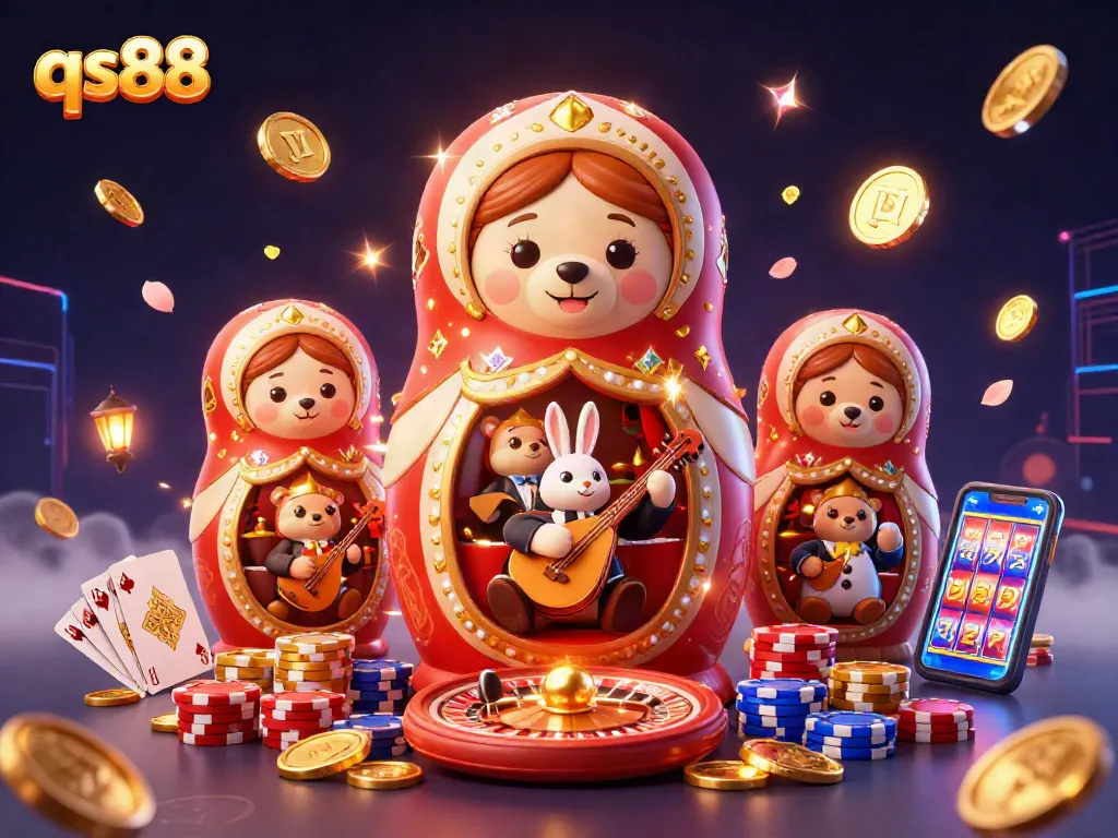 Experience casino excitement with qs88 featuring a vibrant scene of cartoon characters and dynamic gaming elements.