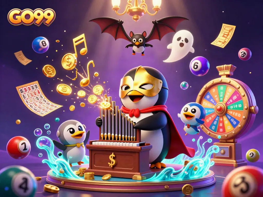 Experience the vibrant gaming world of GO99 with a captivating 3D casino scene featuring animated characters and dynamic elements.
