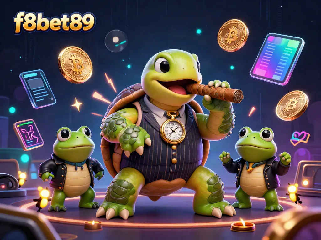 Win big with f8bet89 through this vibrant 3D casino illustration filled with dynamic action elements.