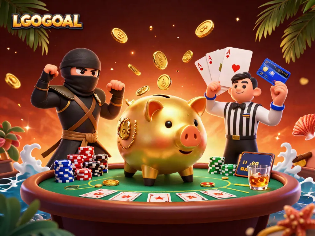 Experience thrilling gameplay with LGOGOAL featuring colorful poker elements and dynamic characters.