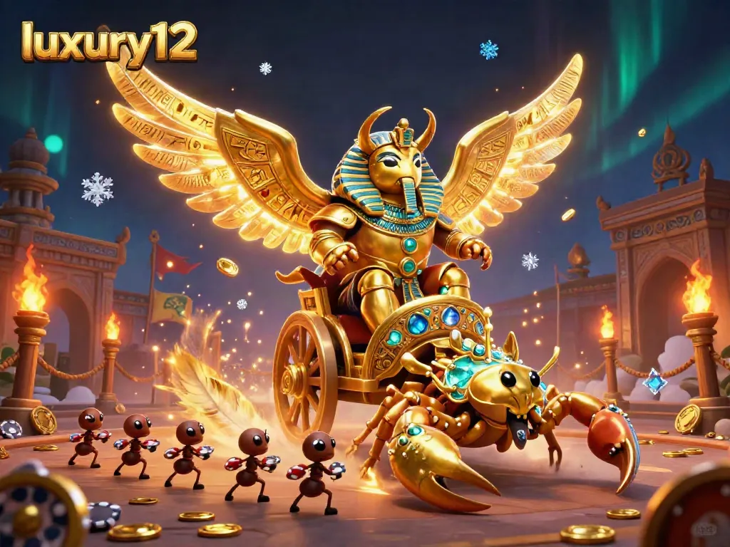 Experience exciting gaming with luxury12, featuring unique characters in a vibrant casino setting.